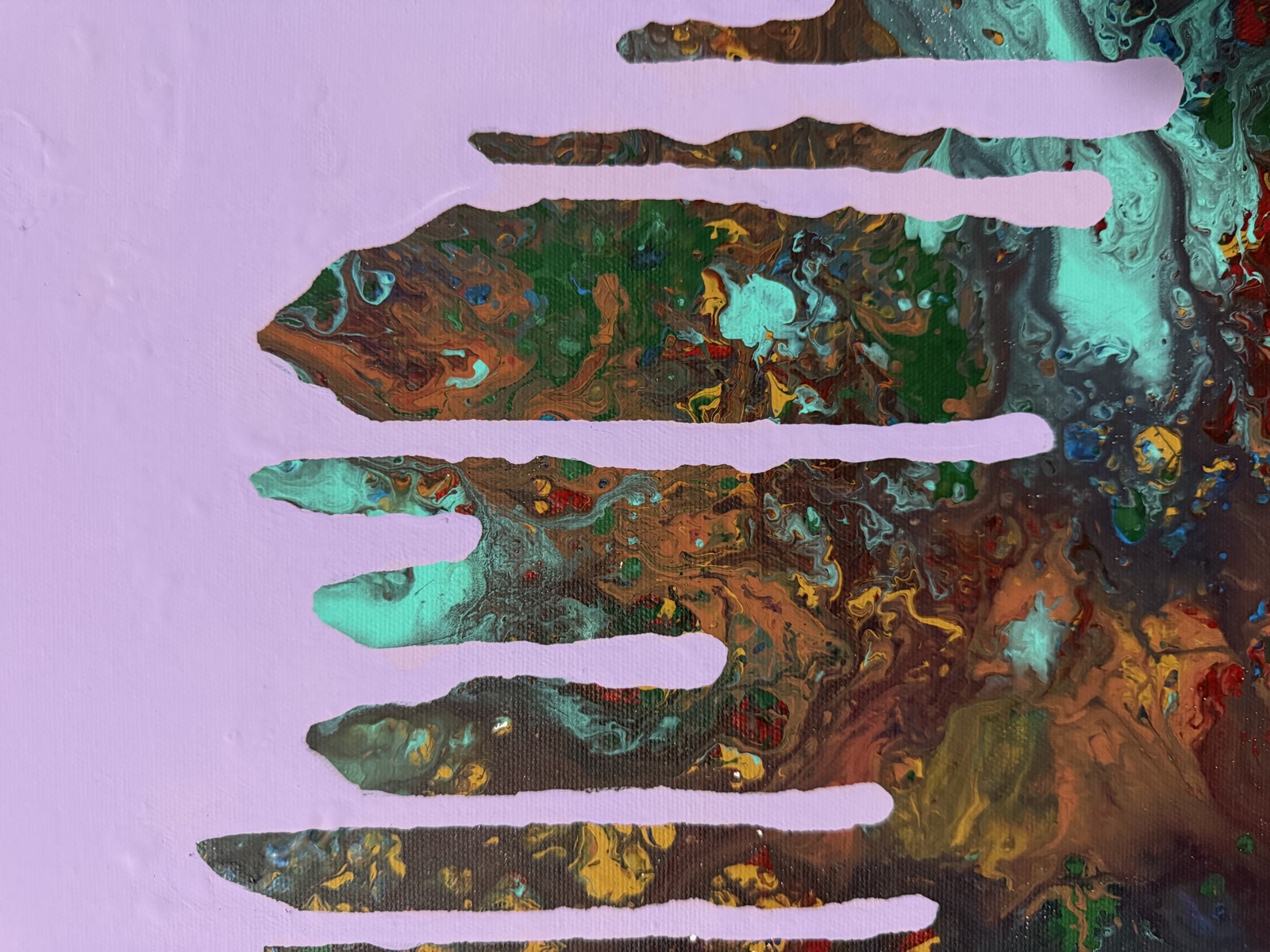 Close-up of the lilac drips on Begin Again
