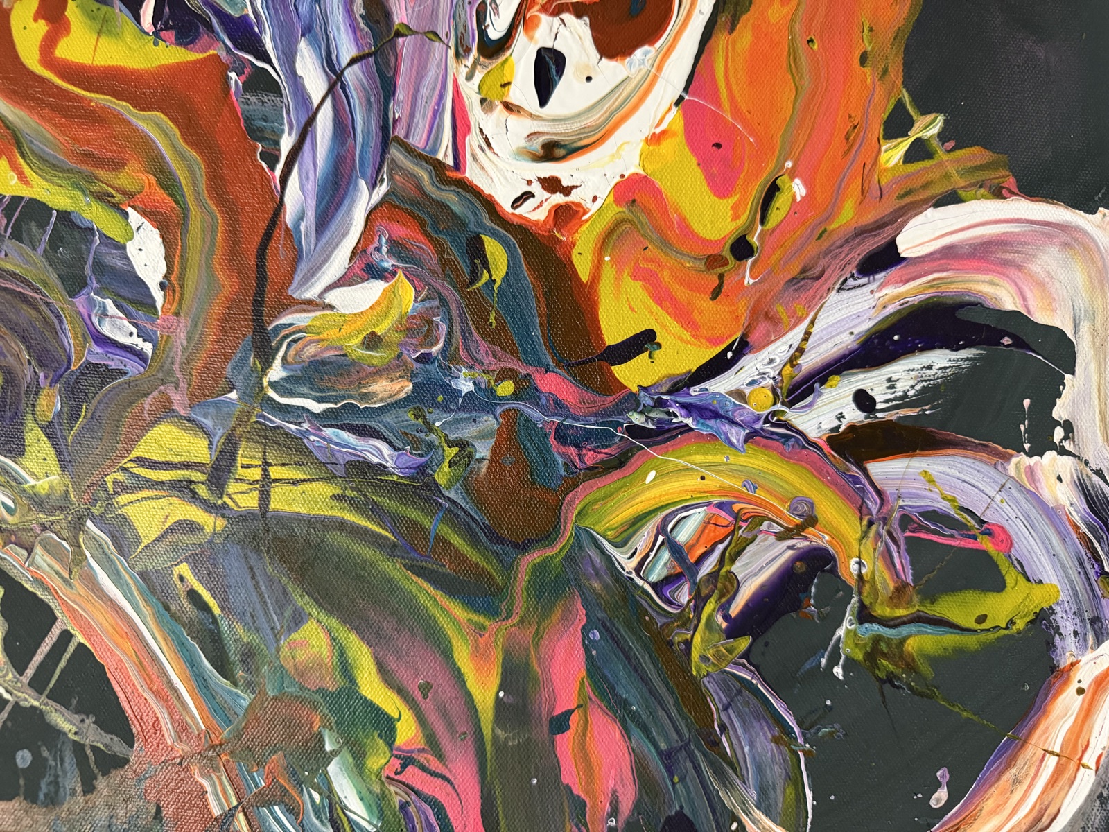 Close-up of overlapping pours on Mixed Emotions